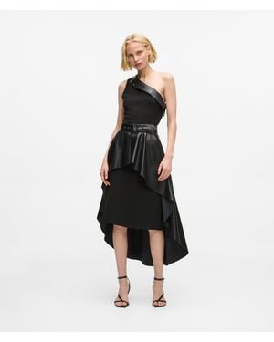 KARL LAGERFELD One-Shoulder Biker Dress - Black