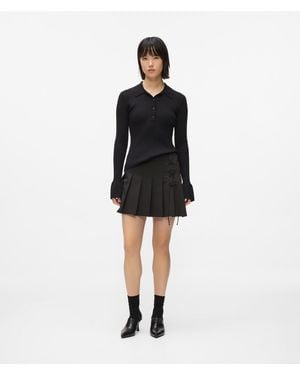 KL Jeans Pleated Tie-Detail Mini Skirt - Black