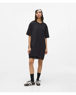 KL Jeans Lace Hem Relaxed T-Shirt Dress - Blue