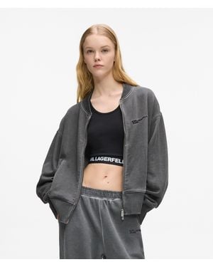 KL Jeans Washed Zip-Up Bomber Sweatshirt - Grey