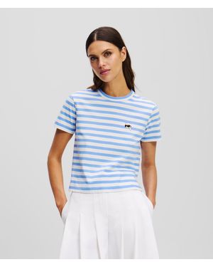 Karl Lagerfeld Ikon Kastiges T-Shirt Mit Streifen, Frau, Größe - Blau