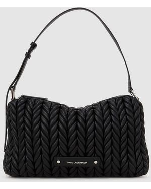 KARL LAGERFELD K/Weave Medium Shoulder Bag - Black