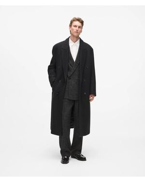 KARL LAGERFELD Long Double-Breasted Coat - Black
