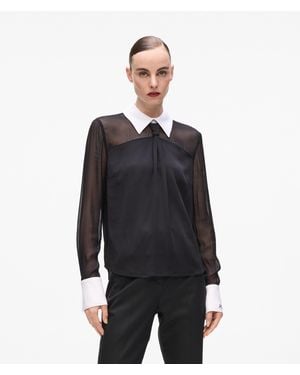 Karl Lagerfeld Tie Detail Blouse - Black