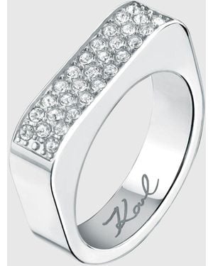 KARL LAGERFELD Chain Pavé Ring - White