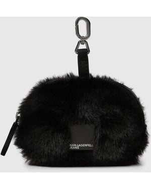 KL Jeans Box Logo Furry Mini Purse - Black