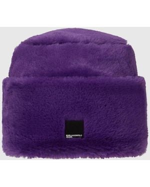 KL Jeans Fold-Up Faux-Fur Beanie - Purple
