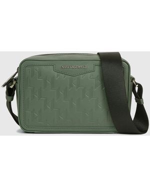 KARL LAGERFELD K/Loom Leather Camera Bag - Green