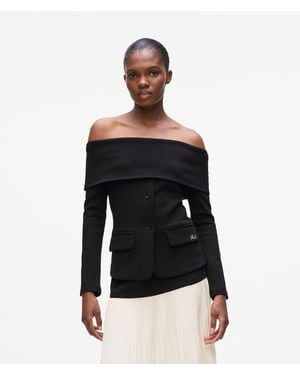 Karl Lagerfeld Off-Shoulder-Sweatshirt - Schwarz