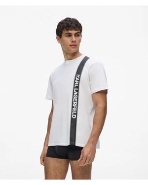 KARL LAGERFELD Vertical Logo Pyjama T-Shirt - White