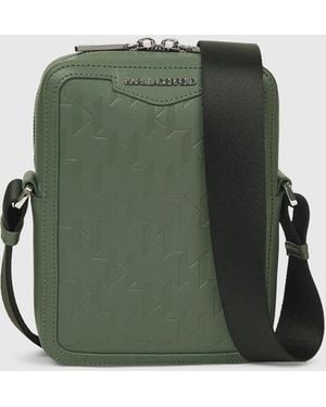 KARL LAGERFELD K/Loom Leather Crossbody Bag - Green