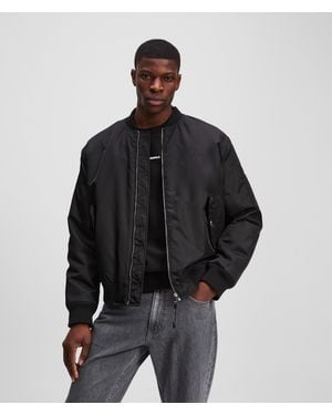 Karl Lagerfeld Monogram Bomber Jacket - Black