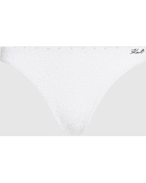 KARL LAGERFELD Textured Faux-Pearl Bikini Bottoms - White