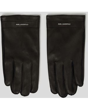 Karl Lagerfeld K/essential Leather Gloves - Black