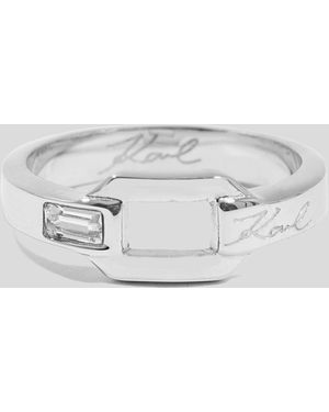 Karl Lagerfeld Signature Chain-Link Ring - White