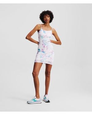 KL Jeans Robe En Tricot Avec Imprimé Floral, Femme, Taille - Blanc