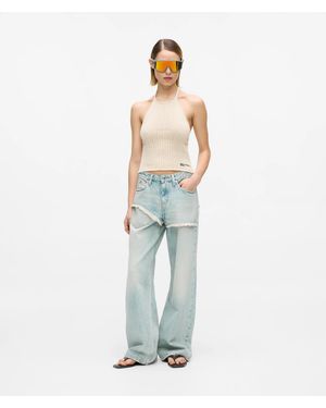 KL Jeans Frayed Mid-Rise Relaxed Jeans - Blue