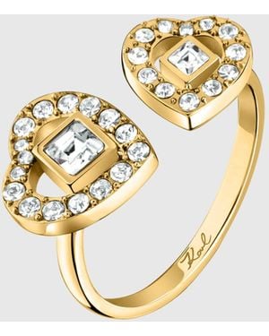 KARL LAGERFELD Doppelherz Goldring, Damen, Größe - Mettallic