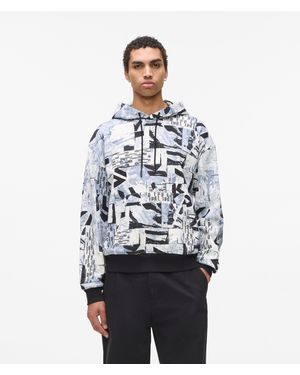 KL Jeans Lässiger Kapuzenpullover Mit Allover-Monogramm, Multicoloured - Weiß