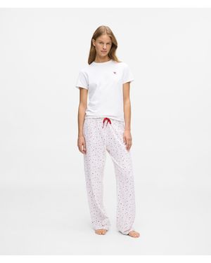 Karl Lagerfeld Heart Print Pyjama Set, Multicoloured - White
