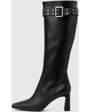 KARL LAGERFELD Kati Knee-High Buckle Boots - Black
