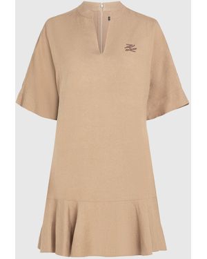 KARL LAGERFELD Linen Blend Shift Dress - Natural