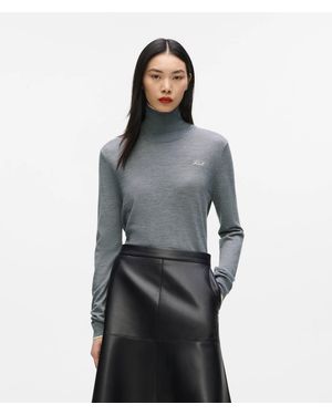 KARL LAGERFELD Wool Turtleneck Jumper - Grey
