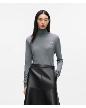 KARL LAGERFELD Wool Turtleneck Jumper - Grey