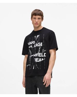 KL Jeans Relaxed Pinstripe Graphic T-Shirt - Black