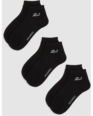 KARL LAGERFELD Signature Short Socks – 3-Pack - Black