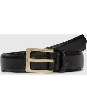 KARL LAGERFELD Classic Leather Belt - Black
