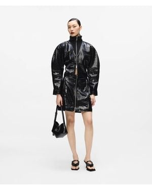 KARL LAGERFELD Kl Studio Croco Leather Skirt - Black