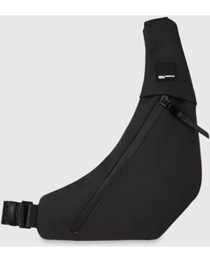 KL Jeans Coated Technical-Leather Sling Bag - Black