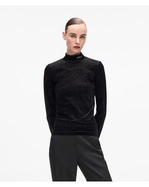 KARL LAGERFELD Sparkling Velvet Top - Black