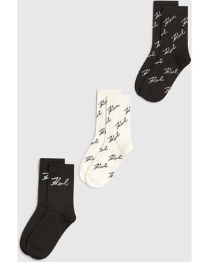KARL LAGERFELD Signature Print Socks - White