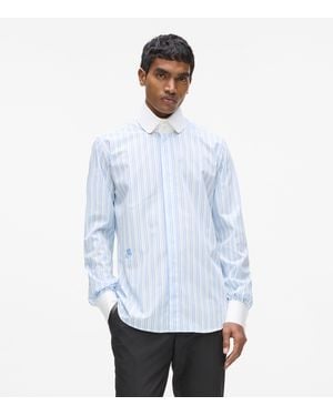 KARL LAGERFELD Contrast Collar Striped Shirt - White