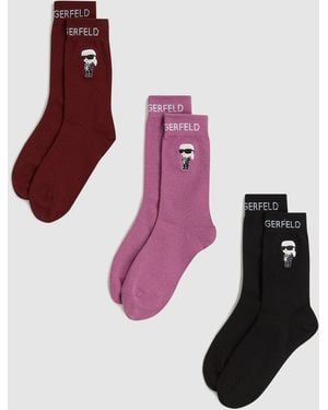 KARL LAGERFELD Ikon Socks – 3-Pack, Multicoloured - Purple