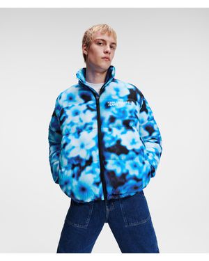 KL Jeans Veste Matelassée À Imprimé Flouté - Bleu