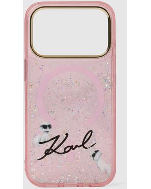KARL LAGERFELD Ikon Choupette Glitter Iphone 17 Pro Case - Pink