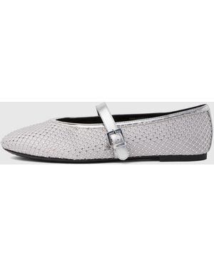 KARL LAGERFELD Karo Gemstone Mesh Mary Janes - White