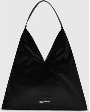 KL Jeans Trapeze Velvet Shopper - Black