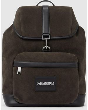 KARL LAGERFELD K/Traveller Faux Suede Backpack - Black