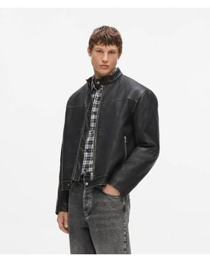 KL Jeans Karl Quote Biker Jacket - Black