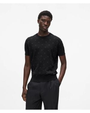 KARL LAGERFELD Monogram Short-Sleeved Jumper - Black