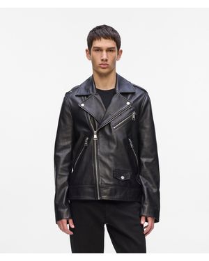 KARL LAGERFELD Karl Essential Leather Jacket - Black