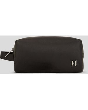 KARL LAGERFELD K/Monogram Kulturbeutel Aus Leder, Herren, Größe - Schwarz