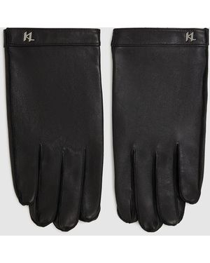 Karl Lagerfeld K/Monogram Lederhandschuhe - Schwarz