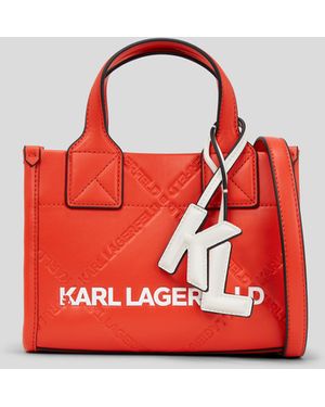 KARL LAGERFELD K/skuare Embossed Small Tote Bag - Red