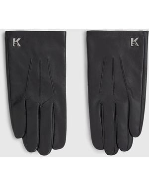 KL Jeans K Logo Leather Gloves - Black