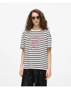 KARL LAGERFELD Ikon Choupette Muse Striped T-Shirt, Multicoloured - White